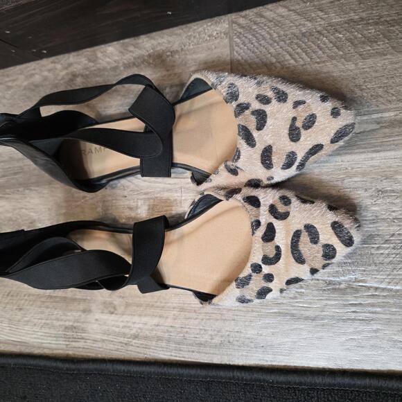 Rampage Women's Leopard Print Pointed Toe Flats with Black Ankle Straps size 9 - Picture 2 of 6